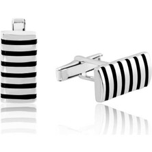 925 Ayar Gümüş Çizgili Kol Düğmesi