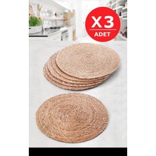 3lü Bambu Rattan El Yapımı Amerikan Servis Hasır Supla Masa Sofra Düzenleyici Tabak Altlığı