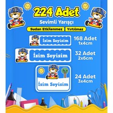 Sevimli Yarışçı Temalı Okul Kreş Kişiye Özel Isim Etiket Seti - Model 278