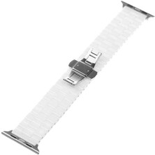 Watch Ultra 49MM Kordon Uyumlu Krd-15 Metal Strap Kayış Zore - Beyaz