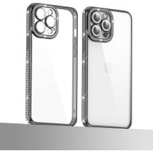 iPhone 12 Pro Kılıf Kamera Korumalı Taşlı Fzd Mina Kapak-Gold