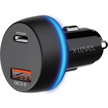 XC4050 20W Qc 3.0 Pd Fast Hızlı Usb-C / Type-C Usb-A Çif Çıkışlı Araç Içi Çakmaklık Şarj Aleti