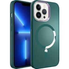 Apple iPhone 12 Pro Max Kılıf Magsafe Wireless Şarj Özellikli Btbm Stil Kapak-Koyu Yeşil