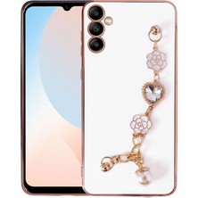 Galaxy A14 Kılıf El Tutamaçlı Kamera Korumalı Btbm Taka Silikon Kapak-Beyaz