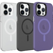 Apple iPhone 14 Pro Kılıf Btbm Magsafe Şarj Özellikli Buzlu Transparan C-Pro Sert Kapak-Renksiz