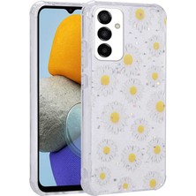 Galaxy M23 Kılıf Simli Desenli Kamera Korumalı Parlak Btbm Popy Kapak-Papatya