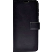 Siyah Oppo A15 Kaliteli Suni Deri Cüzdan Kılıf Kapaklı Mıknatıslı Kartlık Bölmeli Cüzdanlı Stand Özellikli