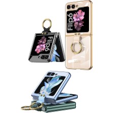 Galaxy Z Flip 6 Kılıf Btbm Yüzüklü Kıpta Kapak-Gold