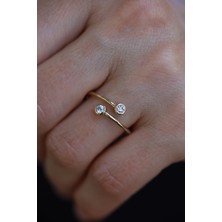 14 Ayar Altın Sarmal Taş Detaylı Yüzük