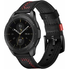 Gear S3 (22MM) Uyumlu Krd-19 Deri Kordon Zore - Siyah