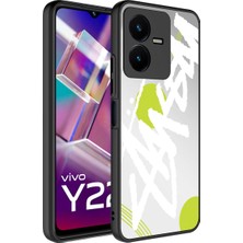 Vivo Y35 Kılıf Aynalı Desenli Kamera Korumalı Parlak Klfs Mirror Kapak-Yazı