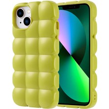 Apple iPhone 14 Kılıf Parlak Esnek Silikon Klfs Dom Dom Kapak-Yeşil