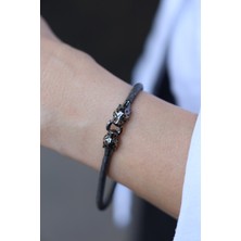 14 Ayar Altın Çift Başlı Siyah Panter Unisex Bileklik