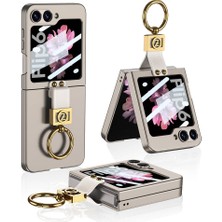 Galaxy Z Flip 6 Kılıf Klfs Z Harfli Yüzüklü Kıpta Kapak-Titanyum-Gri