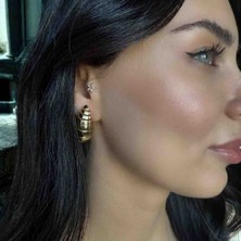 Zafira Küpe 14 ayar altın kaplama rengi şık gösterişli yaz sezonu trend ürün takı küpe