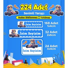 Sevimli Yarışçı Temalı Okul Kreş Kişiye Özel Isim Etiket Seti - Model 280