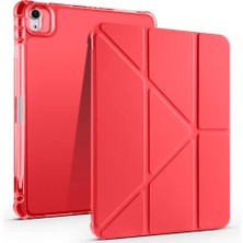 iPad Air 11 2025 M3 Kılıf Zore Tri Folding Kalem Bölmeli Standlı Kılıf - Kırmızı