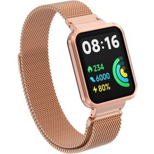 Xiaomi Redmi Watch 2 Lite Uyumlu Krd-58 Metal Kordon Zore - Rose Gold