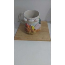 Özel Kupa Seramik 12X10CM Kabartmalı Desenli Mug Çay Kahve Sunum 1 Adet