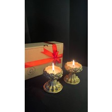 Barok Tarzı Gold 2 Adet Kokulu Dekoratif Mum