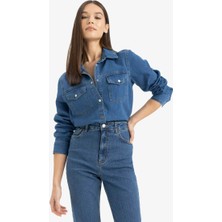 Defacto Yeni Sezon Slim Fit Dar Kesim Jean Gömlek