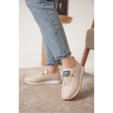 Kadın Lastik Bağcıklı Ortopedik Taban Sneaker Spor Ayakkabı