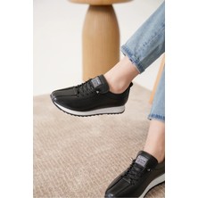 Kadın Lastik Bağcıklı Ortopedik Taban Sneaker Spor Ayakkabı