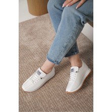 Kadın Lastik Bağcıklı Ortopedik Taban Sneaker Spor Ayakkabı