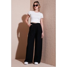 Lela Wide Leg Yüksek Bel Geniş Paça Palazzo Pantolon Bayan Pantolon 5866290