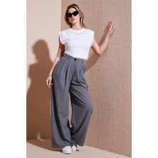 Lela Wide Leg Yüksek Bel Geniş Paça Palazzo Pantolon Bayan Pantolon 5866290