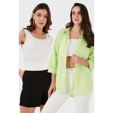 Lela Streç Pamuklu Oversize Fit 2' Li Paket Gömlek-Atlet Set Bayan Gömlek-Atlet Set 67810014979S2