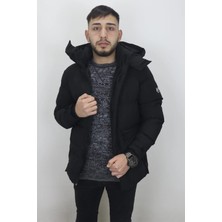 Rodrigo Fistan Store Erkek Hakim Yaka Spor Kesim Dar Kalıp Kapüşonlu Kışlık Şişme Mont