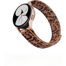 Galaxy Watch 4/5/6/7/fe/40/44/classic/42/43/46/47 Uyumlu Leopar Desenli Metal Hasır Kordon