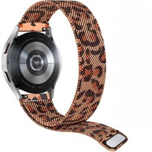 Galaxy Watch 4/5/6/7/fe/40/44/classic/42/43/46/47 Uyumlu Leopar Desenli Metal Hasır Kordon