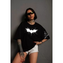 Gelirr Unisex Ön ve Kol Baskılı Oversize T-Shirt - Siyah