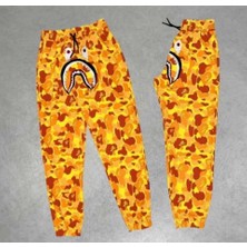 Gelirr Iki Iplik Mevsimlik Bape Nakişli Eşofman Pantolon - Sarı