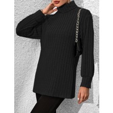 Gelirr Kadın Uzun Kollu Balıkçı Yaka Yandan Yırtmaçlı Şardonlu Kaşkorse Bluz