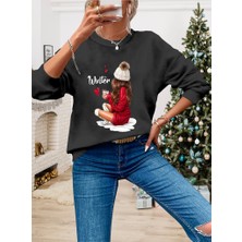 Gelirr Kadın Yılbaşı Özel Uzun Kollu Bisiklet Yaka Desenli Viskon Iki Iplik Bluz