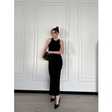 Gelirr Kolsuz Uzun Elbise - Siyah