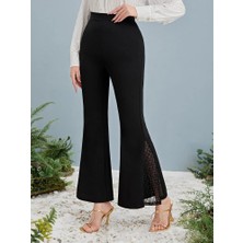 Gelirr Kadın Yüksek Bel Yanları Tül Detaylı Dalgıç Tayt Pantolon