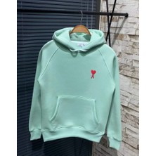 Gelirr Unisex Kapşonlu Baskılı Sweetshirt - Mint Yeşili