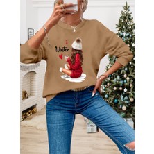 Gelirr Kadın Yılbaşı Özel Uzun Kollu Bisiklet Yaka Desenli Viskon Iki Iplik Bluz