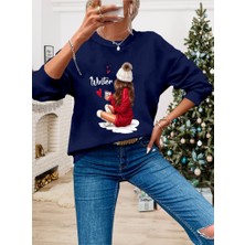 Gelirr Kadın Yılbaşı Özel Uzun Kollu Bisiklet Yaka Desenli Viskon Iki Iplik Bluz