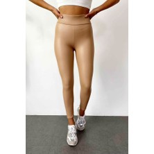 Gelirr Kadın Yüksek Bel Toparlayacı Içi Şardonlu Tam Kalıp Deri Tayt