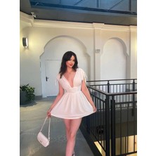Gelirr Omuzu Ip Askılı Şortlu Elbise - Beyaz