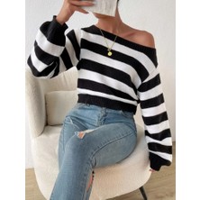 Gelirr Kadın Uzun Kollu Kayık Yaka Triko Bluz