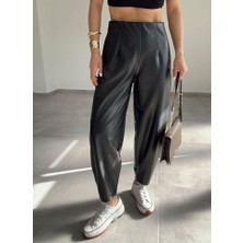 Gelirr Kadın Deri Kumaş Şardolu Balon Pantolon