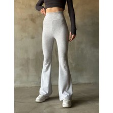 Gelirr Ispanyol Paça Yüksek Bel Tayt - Gri