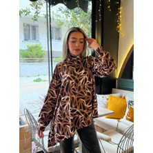 Gelirr Kadın Uzun Kollu Balıkçı Yaka Asimetrik Kesim Salaş Bluz