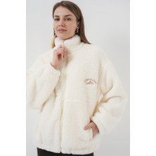 Gelirr 5212 Oversize Peluş Ceket Mont - Ekru